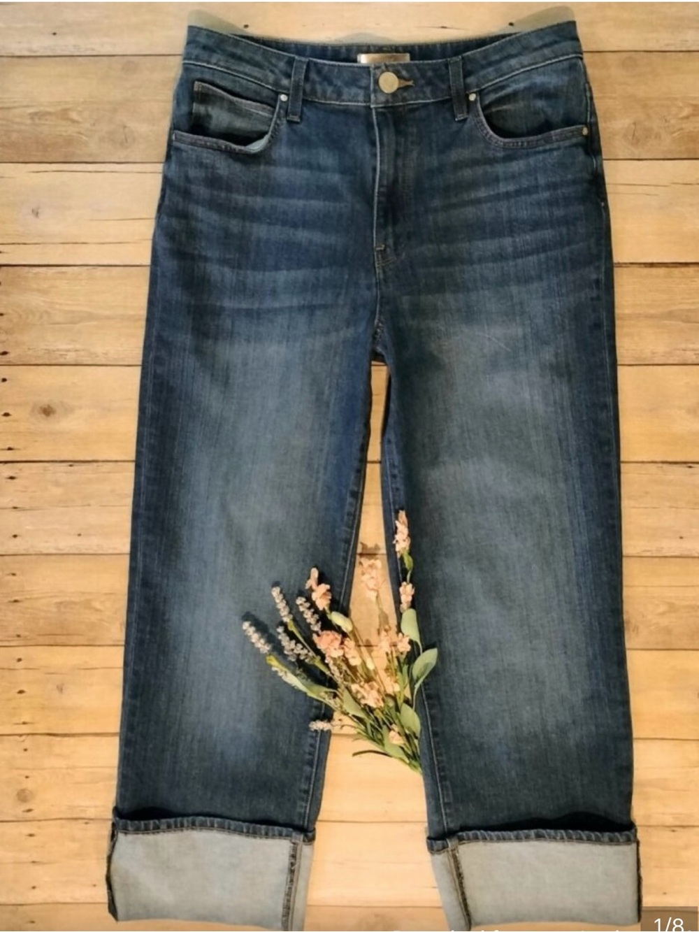 Kut from the Kloth Dark Blue Cuffed Cropped Jeans